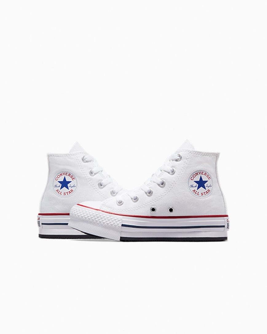 Topanky Na Platforme Converse Chuck Taylor All Star Lift Vysoke Dievcenske Biele Tmavo Červené Námornícka Modrá | SK I5DWQ0